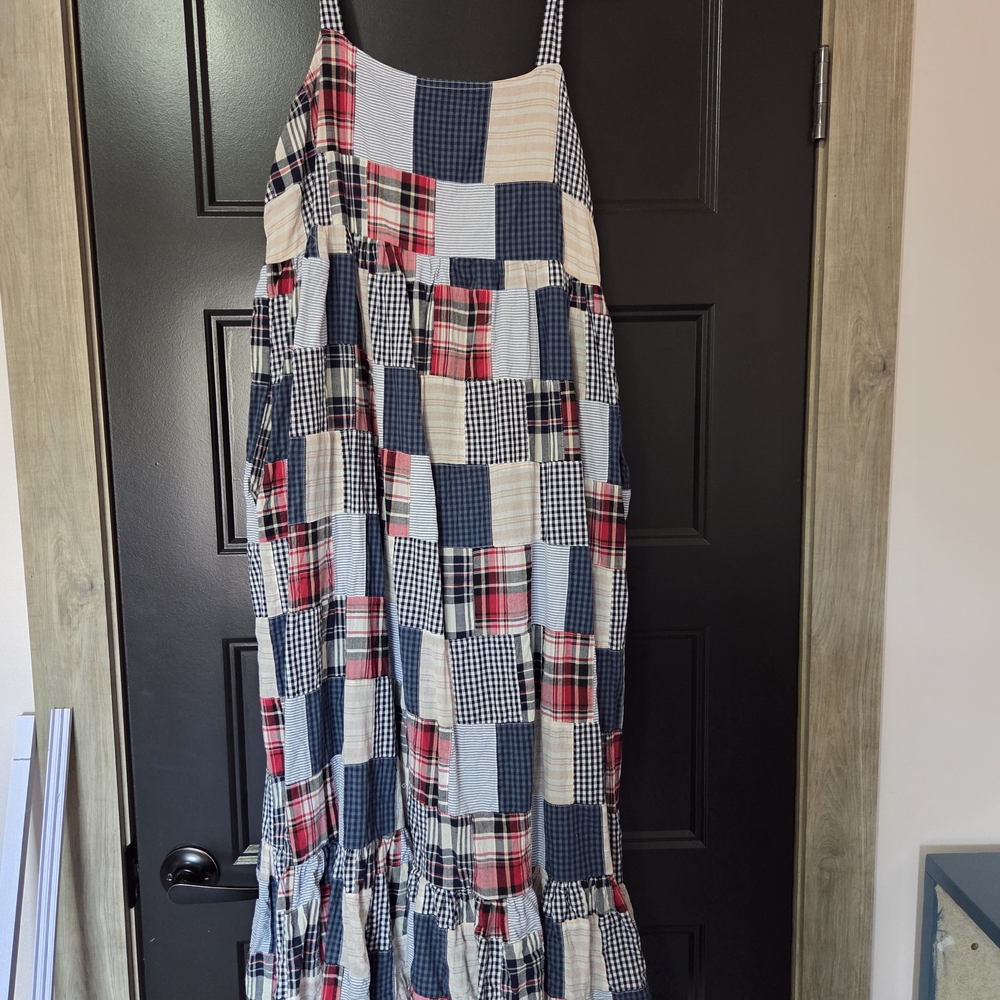 Patchwork Dress - Red, Blue, White